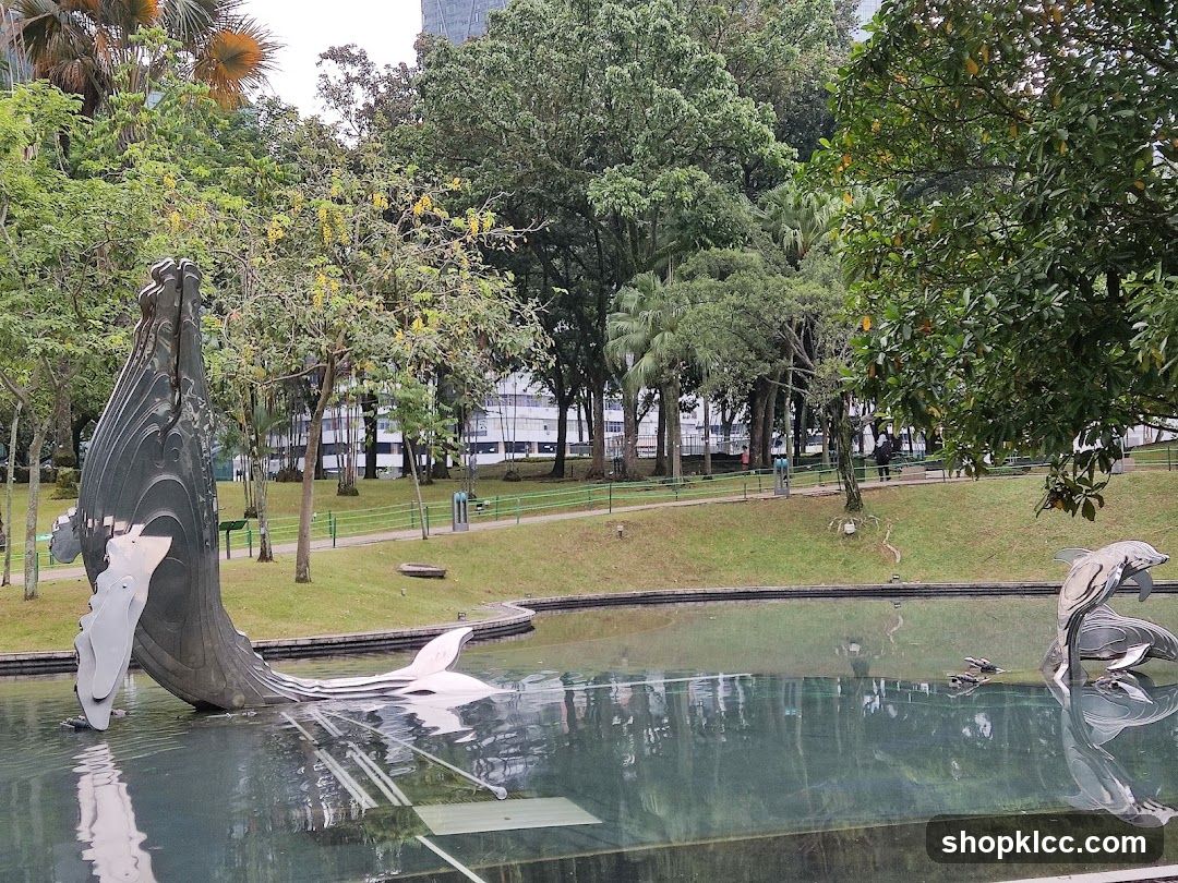 Sculptures in a Park Pond