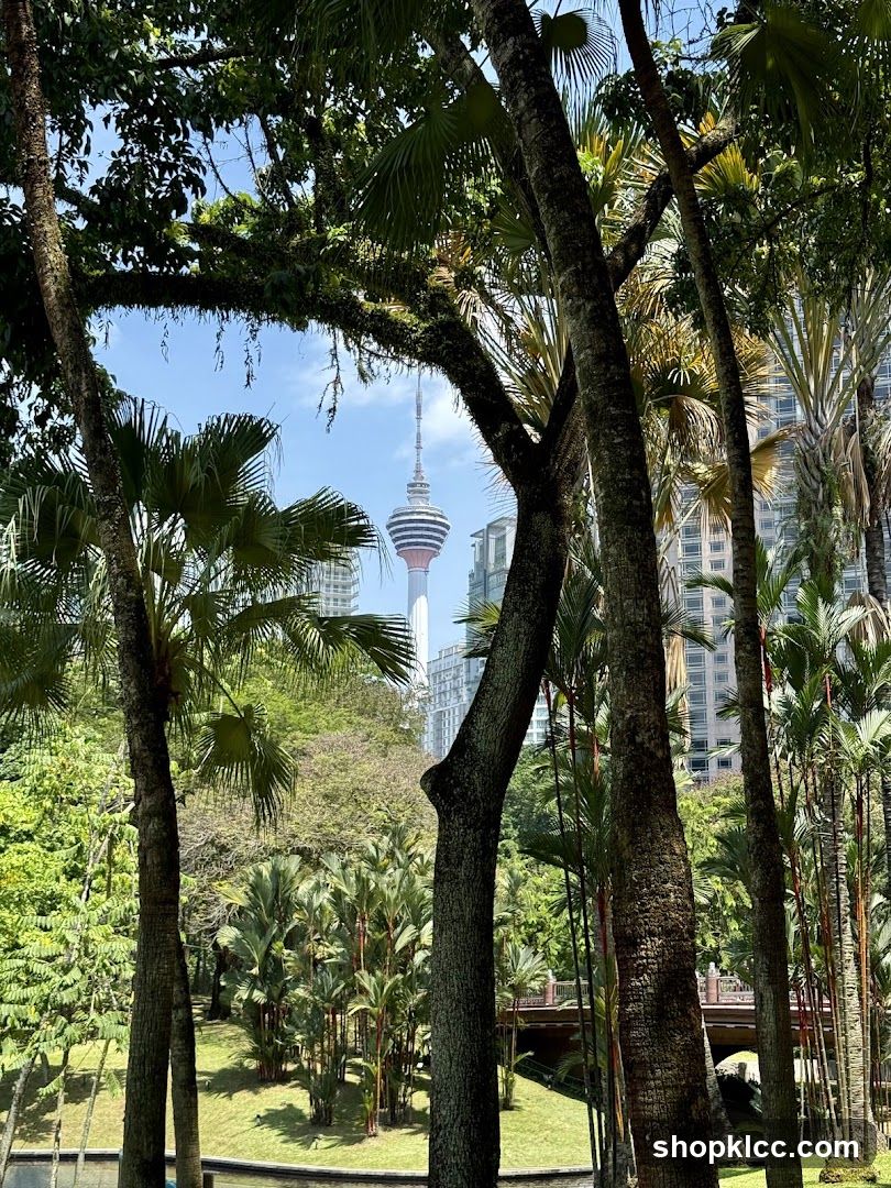 Park with a view of a tower