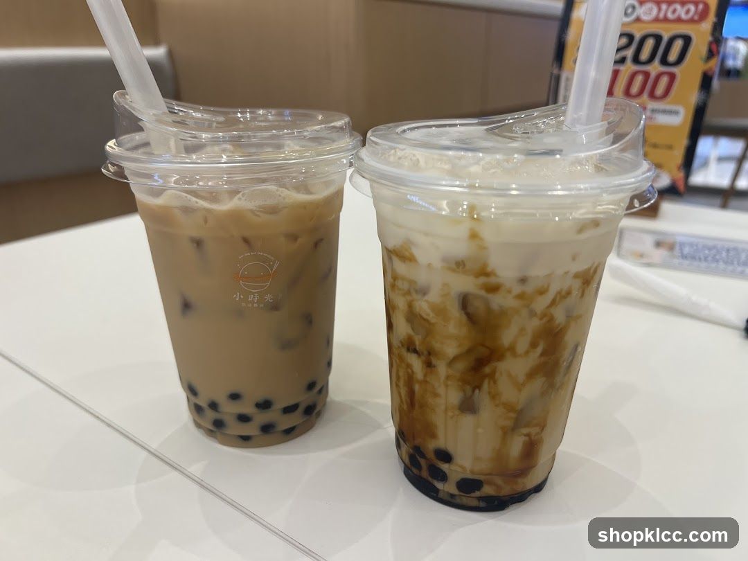 Two bubble tea drinks