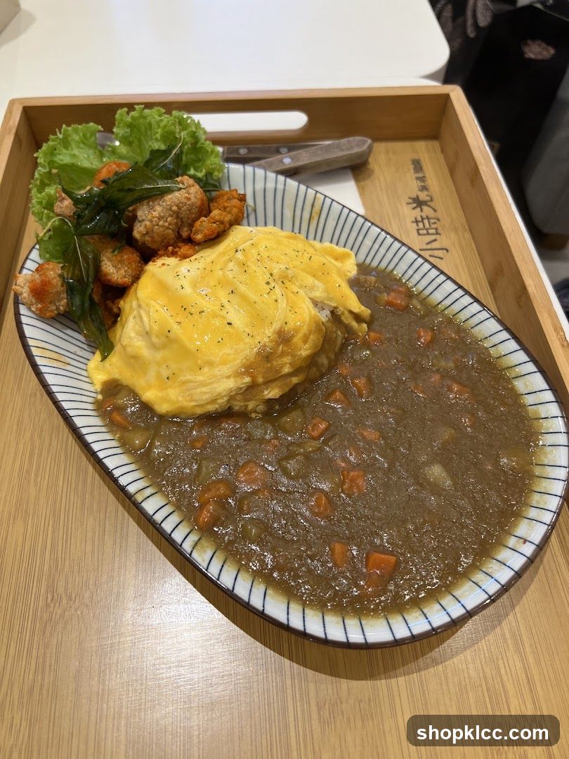 Omurice with Fried Chicken and Curry