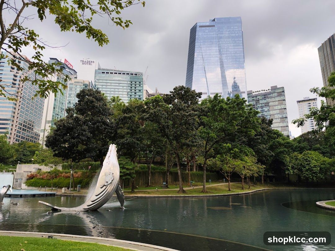 City Park with Whale Sculpture