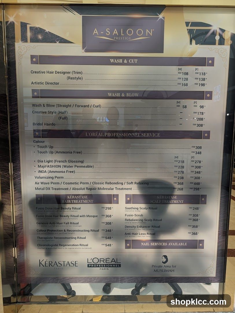 A-SALOON PRESTIGE Price List