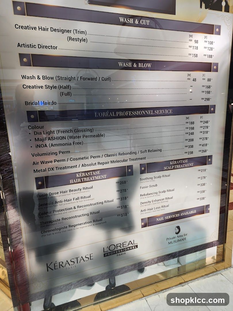 Hair Salon Price List