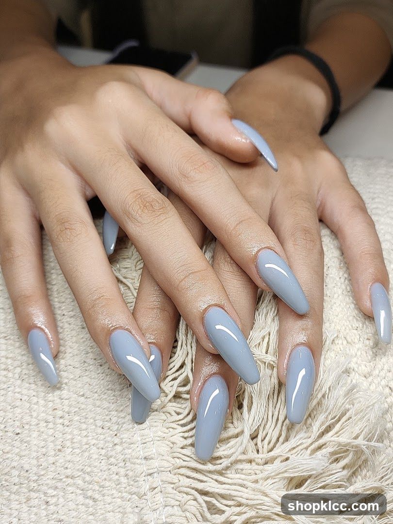 Light Blue Coffin Nails