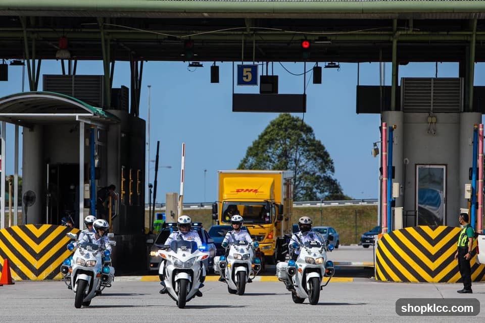 Motorcycle Patrol at Toll Booth