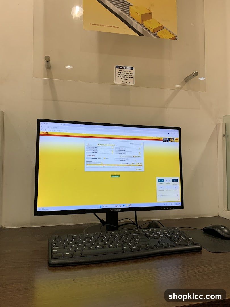 Computer with DHL Shipping Software