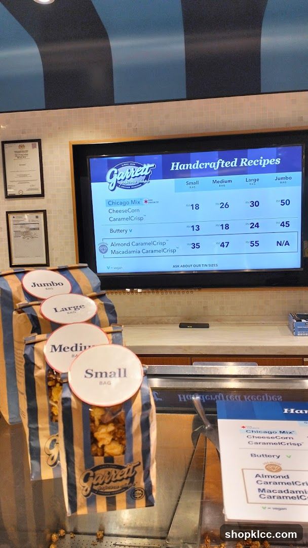 Garrett Popcorn Menu