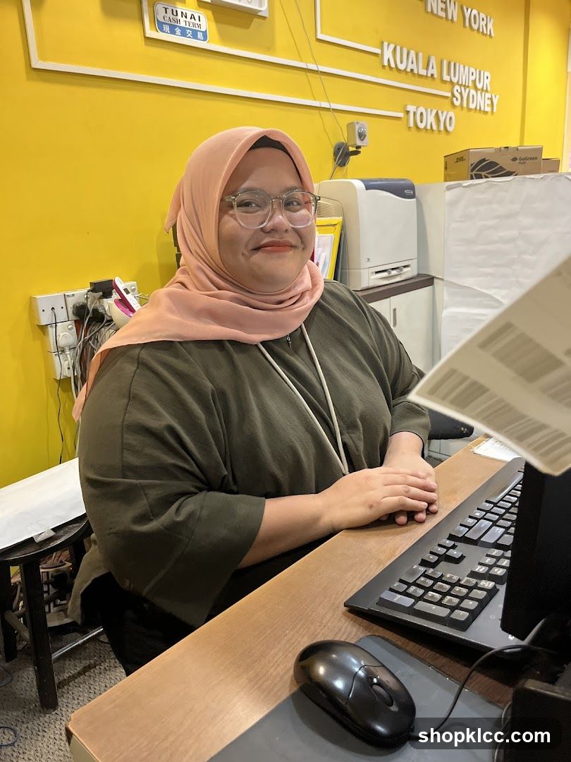 Woman at a counter