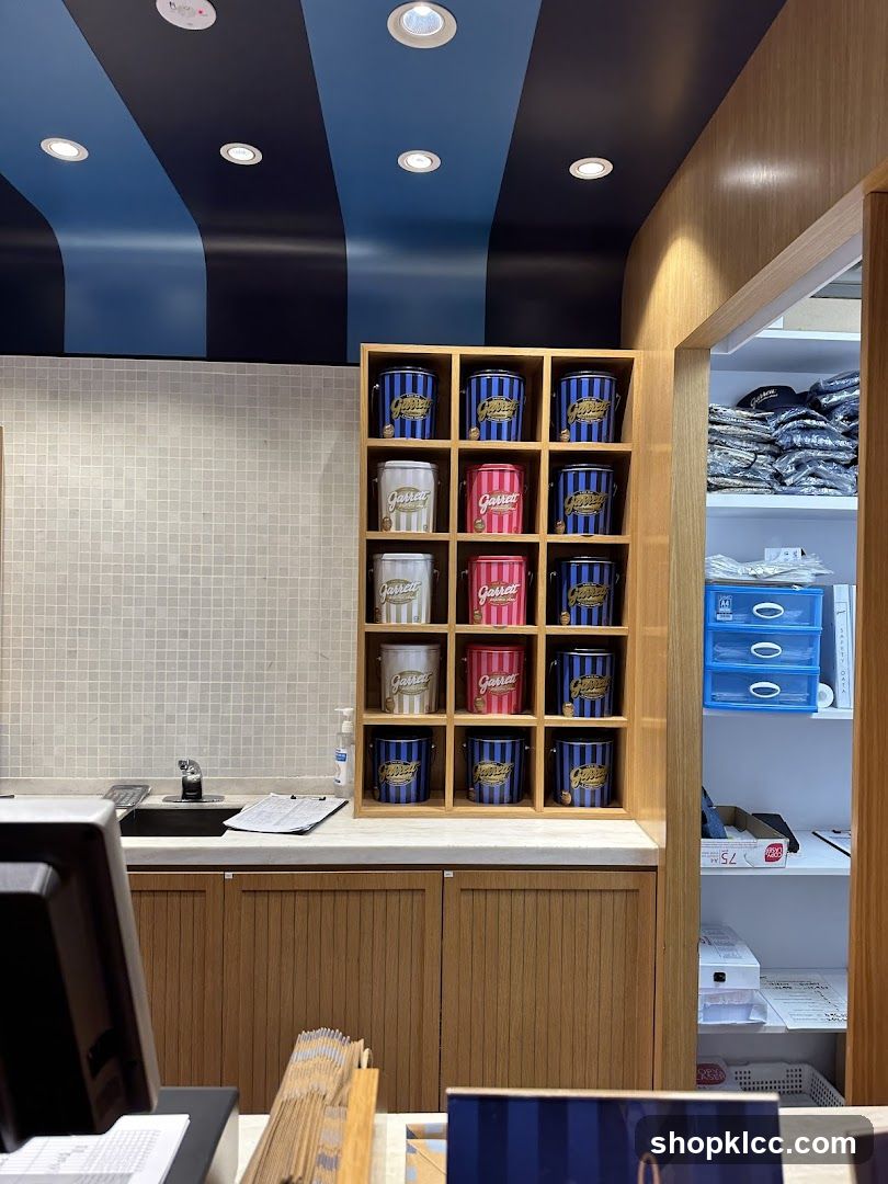 Interior of a shop with display shelves