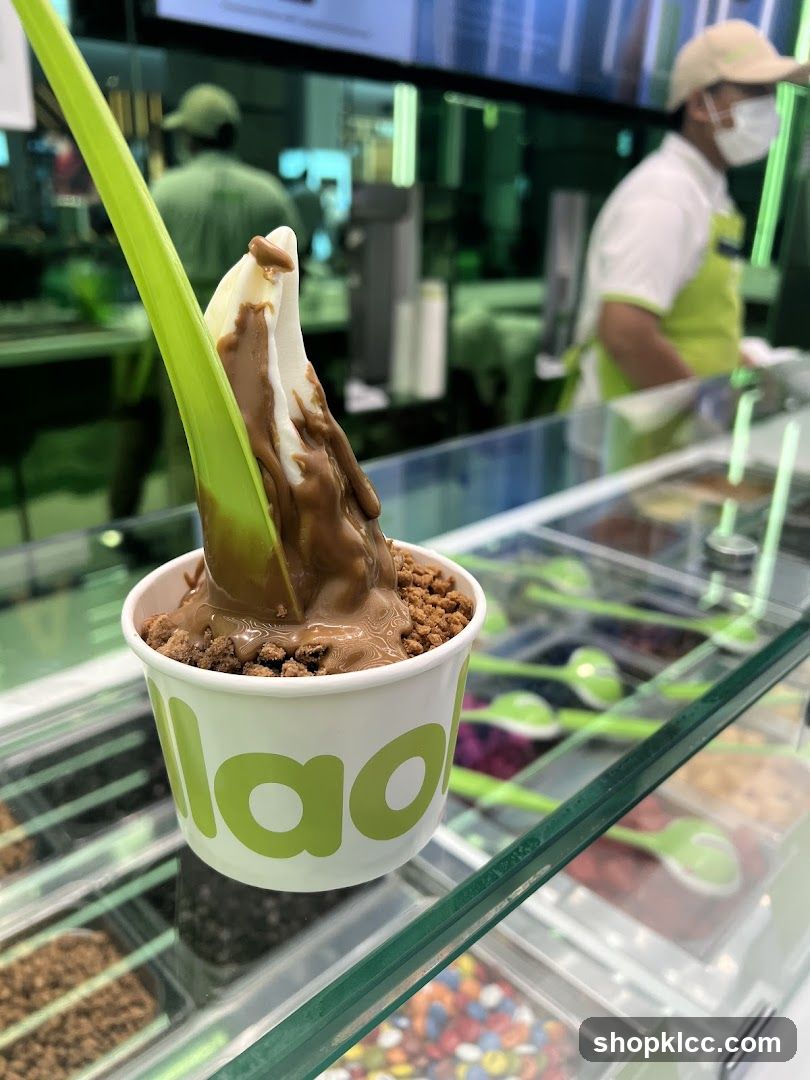 Frozen Yogurt with Chocolate Topping