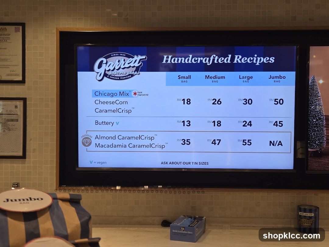 Garrett Popcorn Shops Menu