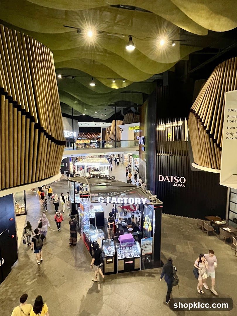 Indoor Shopping Mall with Shops and People