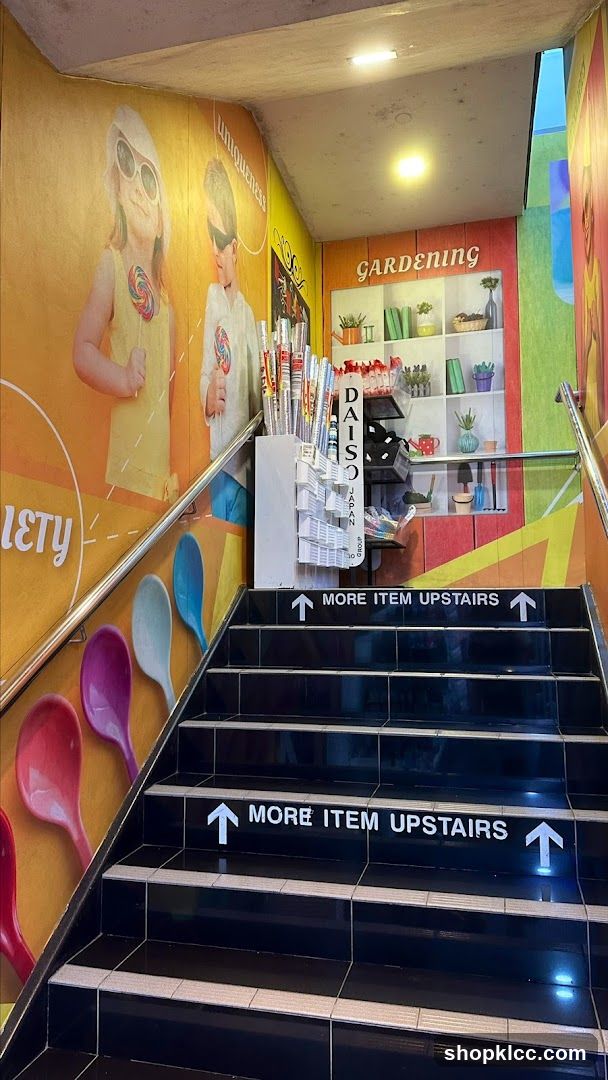 Stairway with Daiso Japan Signage