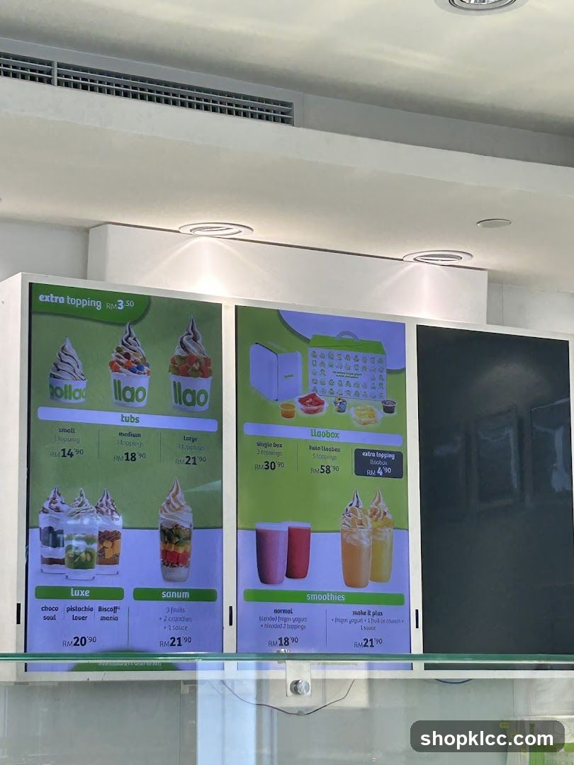Llao Llao Menu