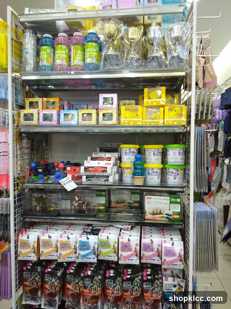 Store Shelves with Toys and Household Items