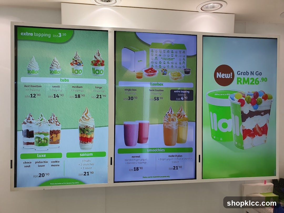 Llaollao Menu