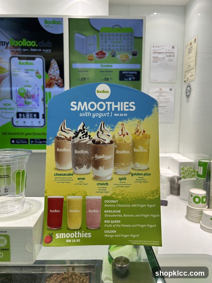 Llaollao Smoothies Menu