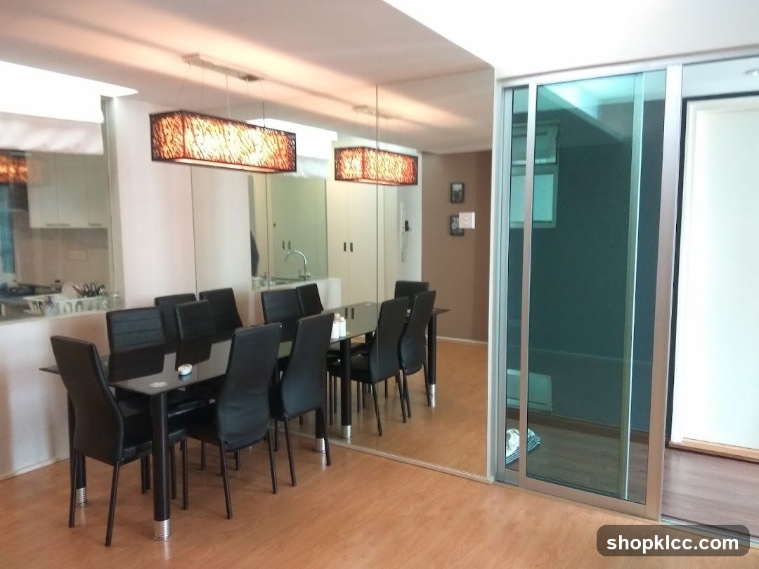 Modern Dining Area with Mirror Wall