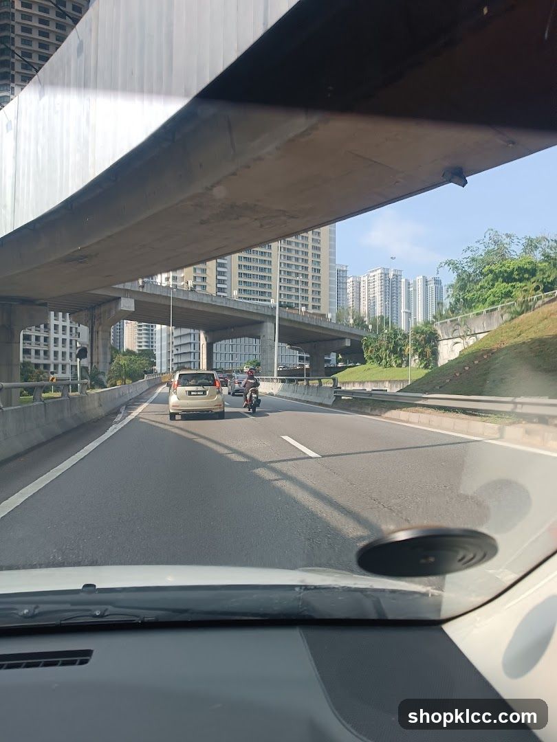Highway View with Buildings