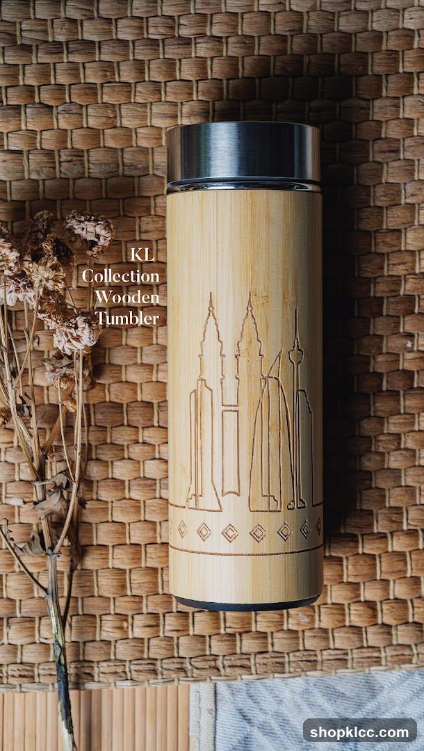 Wooden Tumbler with City Skyline Design