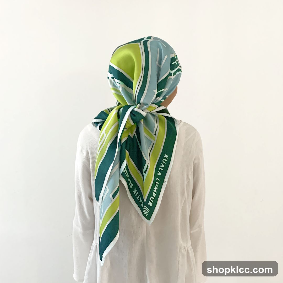 Woman wearing a patterned headscarf