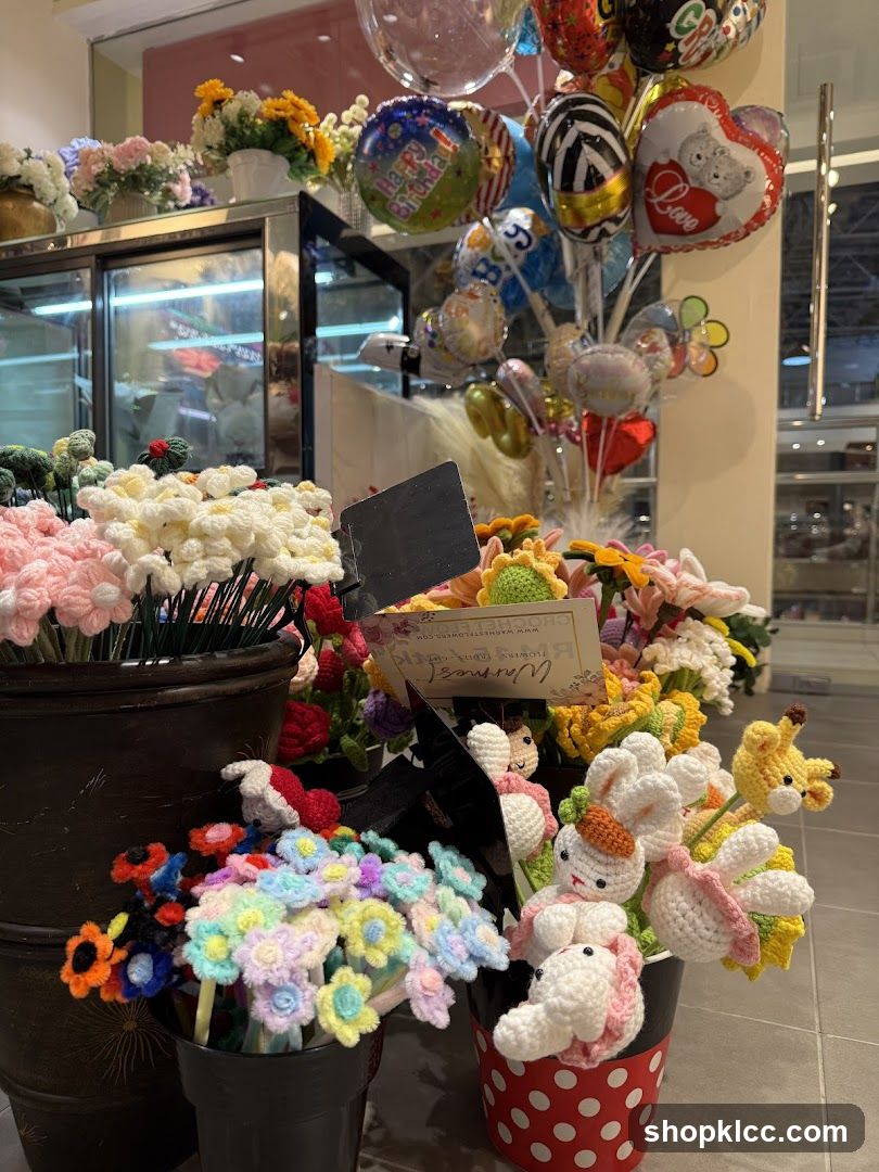 Crocheted Flowers and Balloons