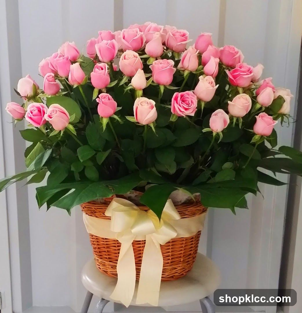 Basket of Pink Roses