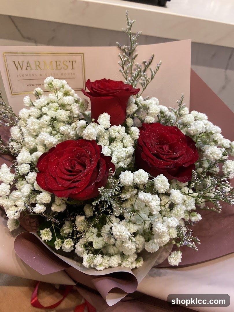 Red Roses and Baby's Breath Bouquet