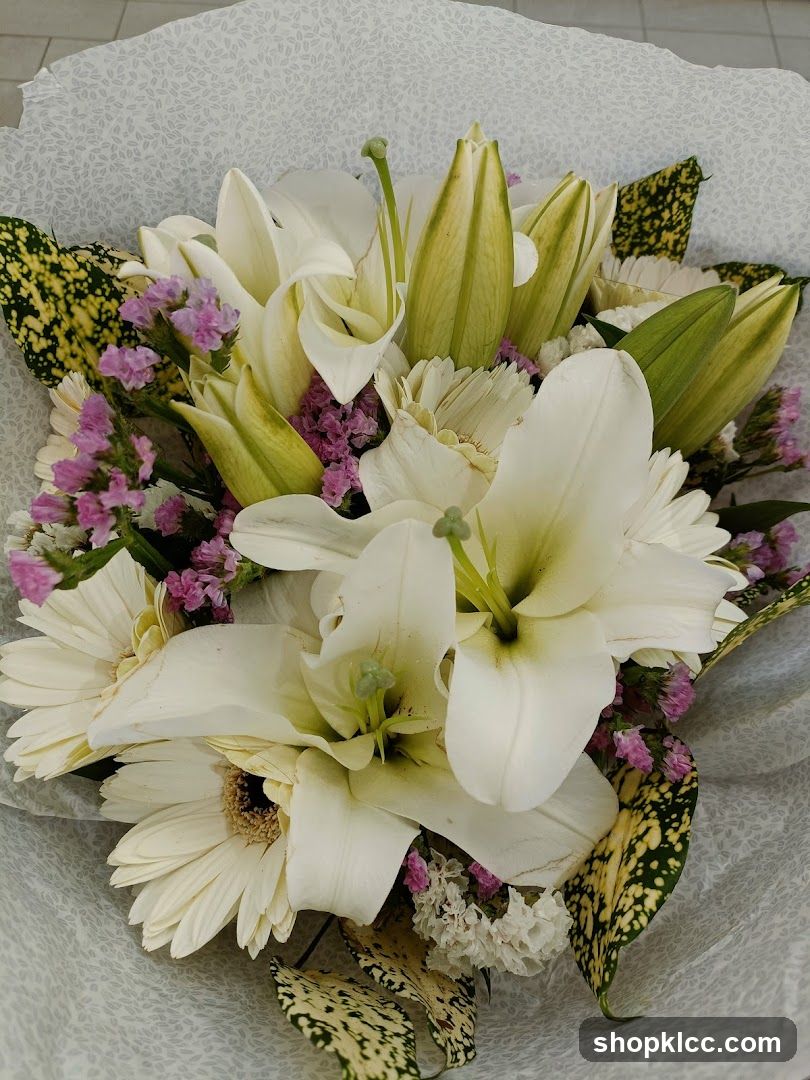 White Lily and Gerbera Daisy Bouquet