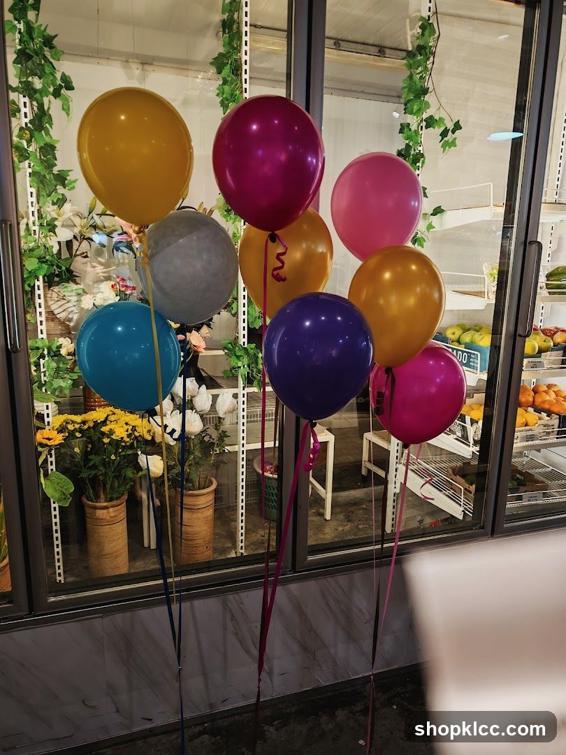 Balloons in front of a store window