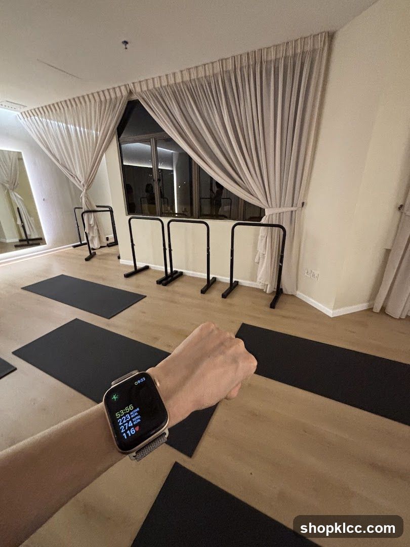 Fitness Studio with Yoga Mats and Barre