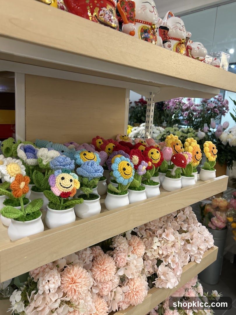 Crocheted Flowers and Artificial Flowers