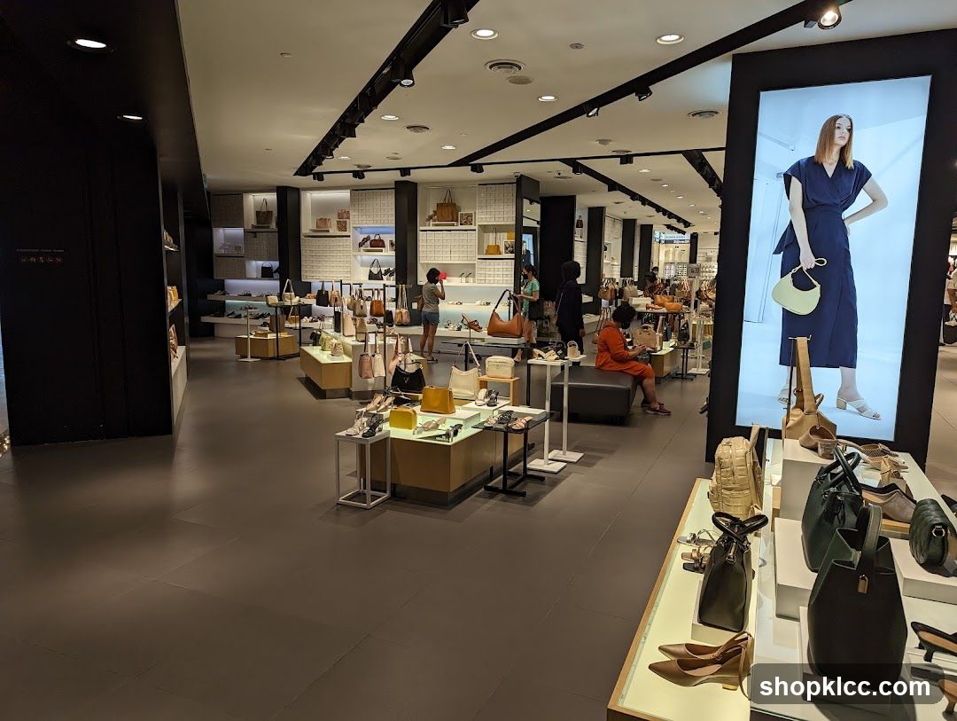 Interior of a handbag and shoe store