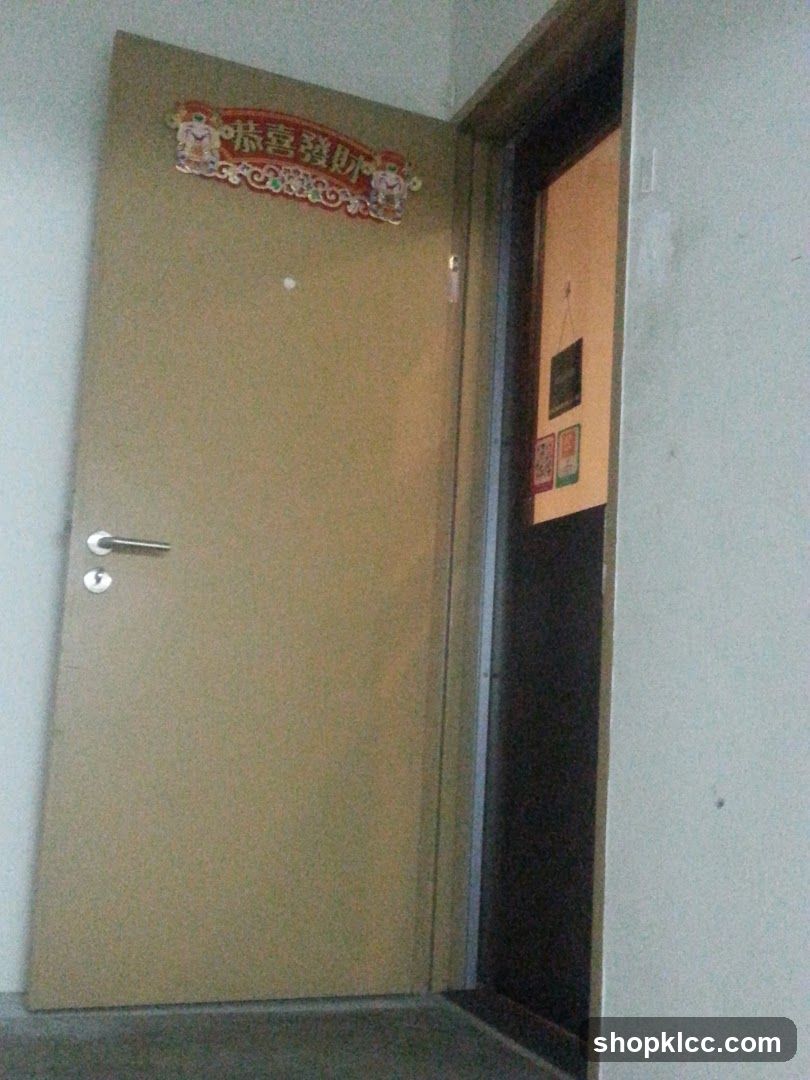 Door with decorative sticker