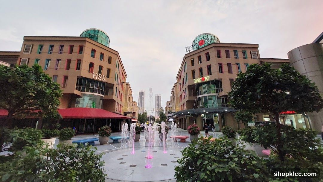 Shopping Center Exterior with Fountain