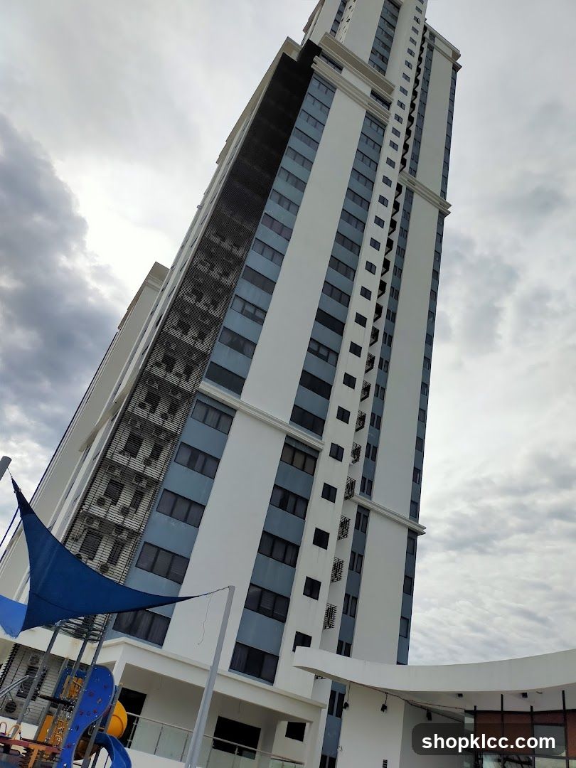 Tall Building Exterior with Playground