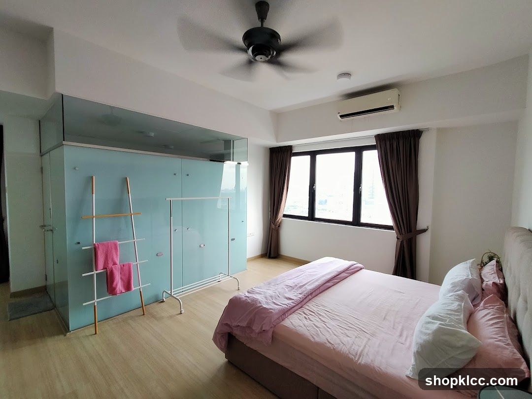 Bedroom Interior with Wardrobe and Window