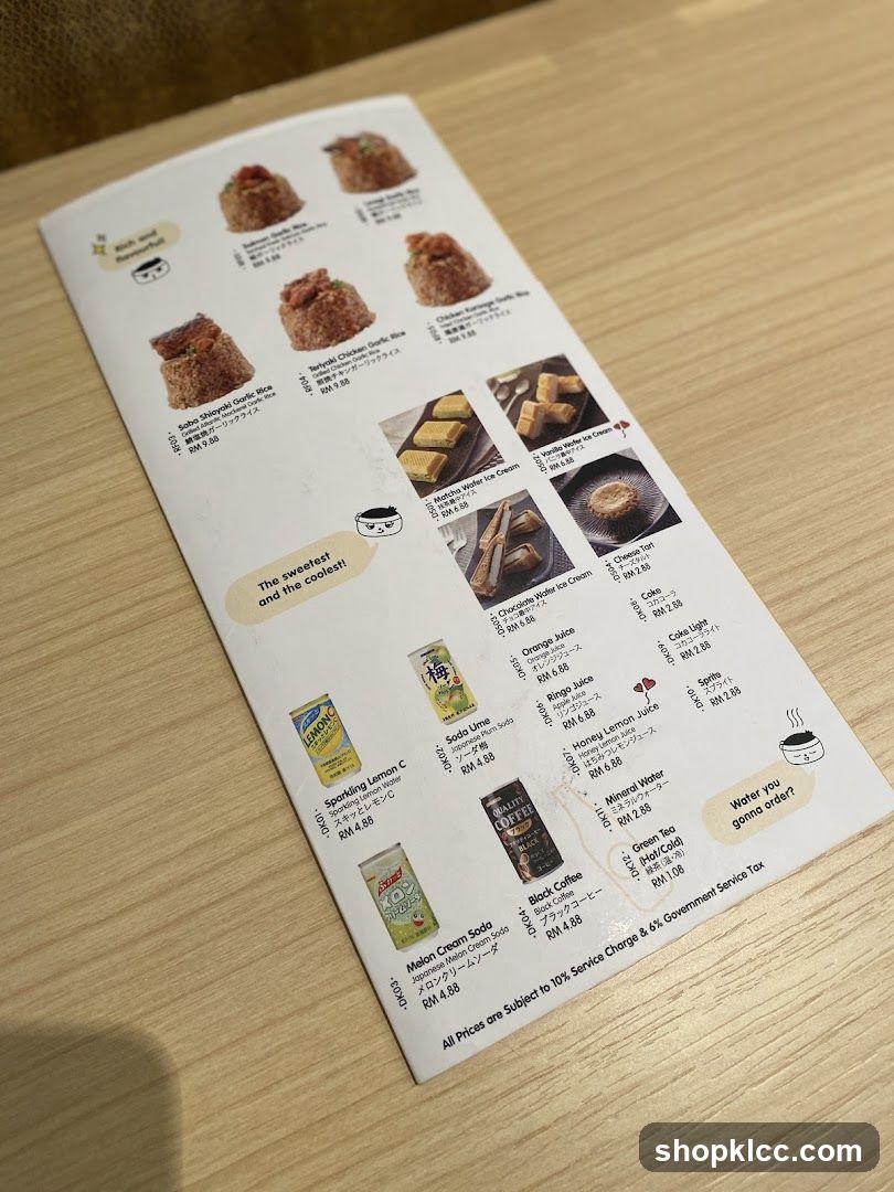 Dessert and Drink Menu