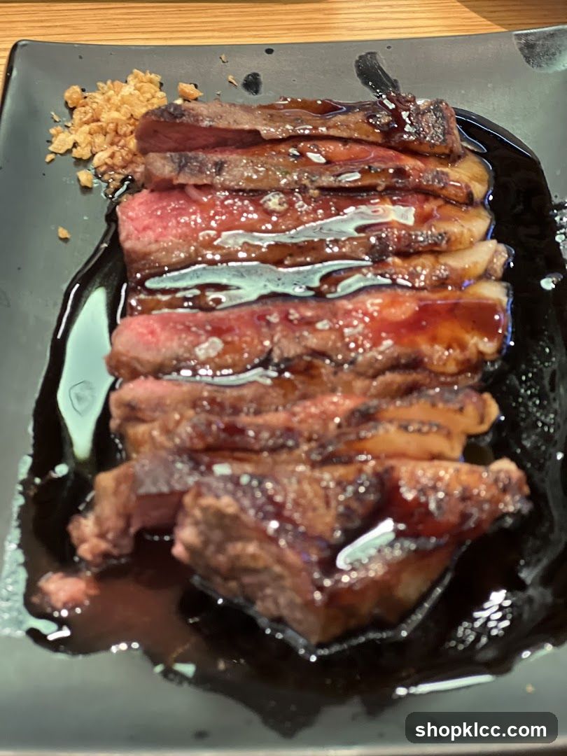 Sliced Steak with Sauce and Garlic