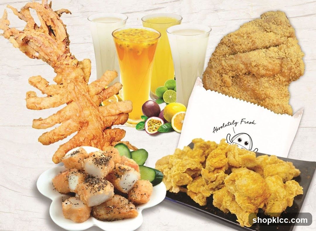 Fried Seafood and Drink Spread
