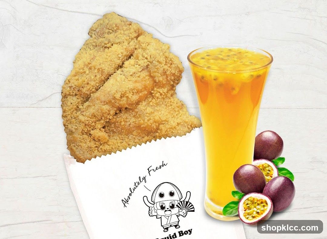 Breaded Chicken and Passion Fruit Juice