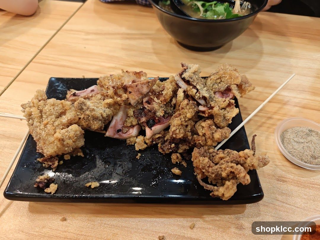 Fried Squid on Black Plate