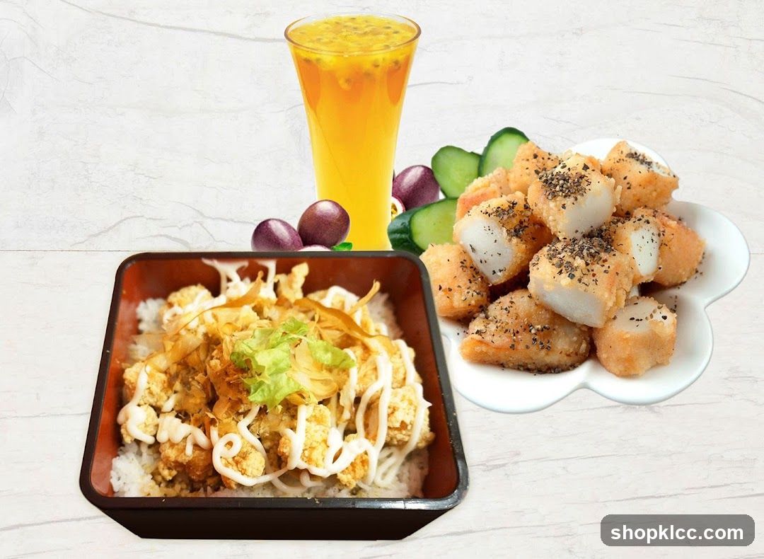 Fried Fish and Rice Bowl Set