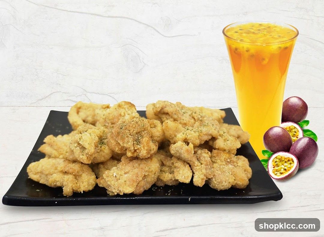 Fried Chicken with Passion Fruit Juice