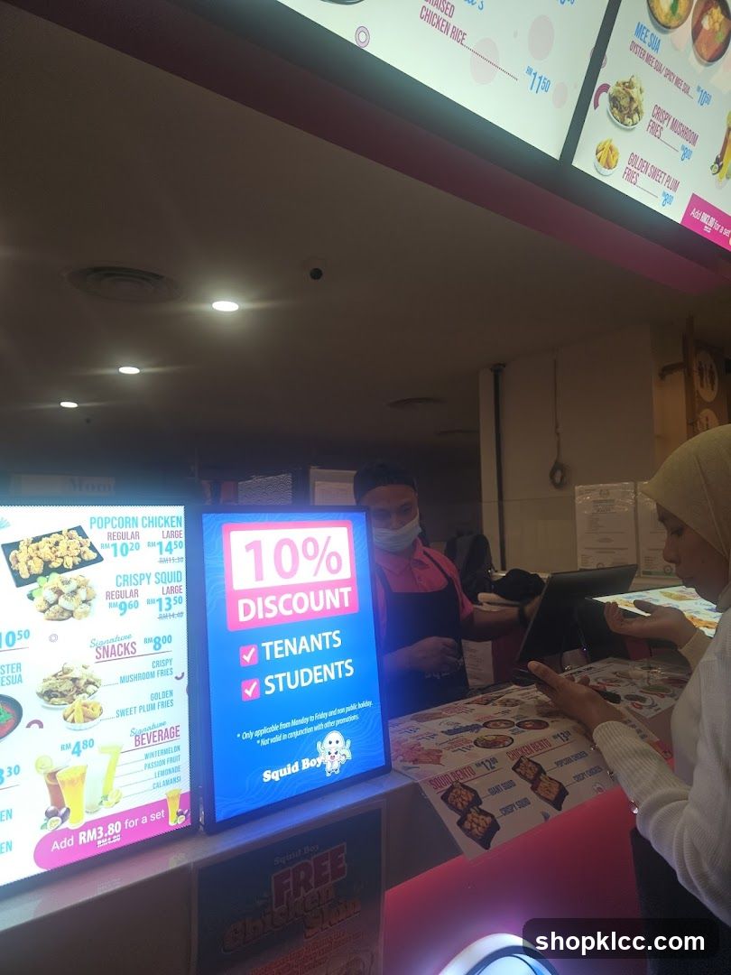 Food Stall Interior with Menu and Staff