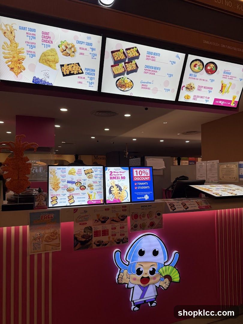 Food Stall Interior with Menu Boards and Decor