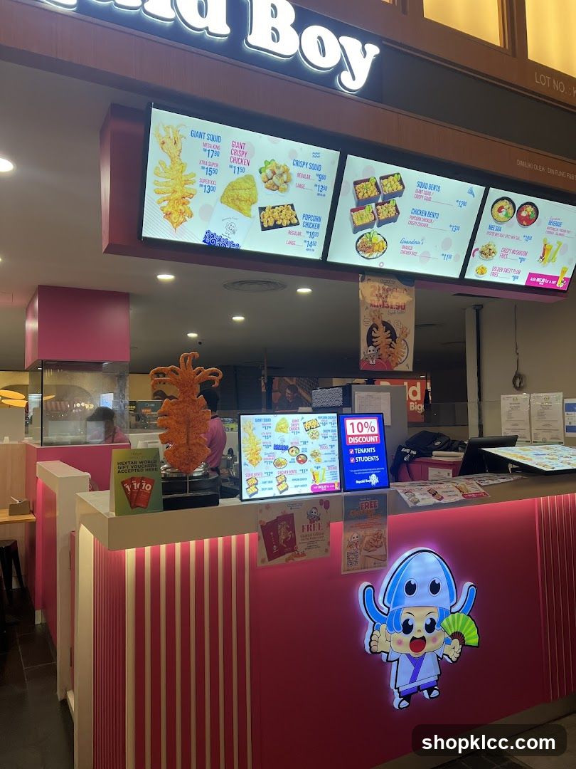 Food Court Counter with Menu Boards and Decor