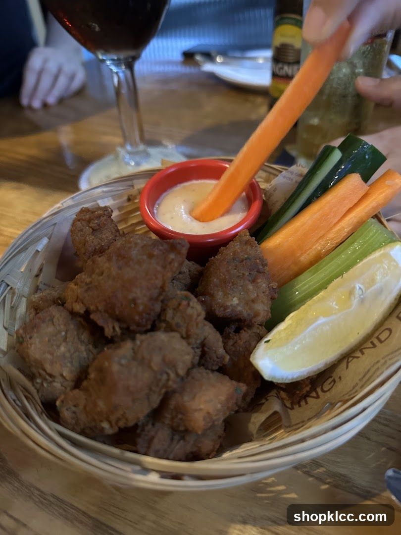 Bowl of Fried Chicken and Veggie Dip