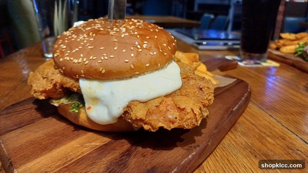 Fried Chicken Burger with Cheese and Fries