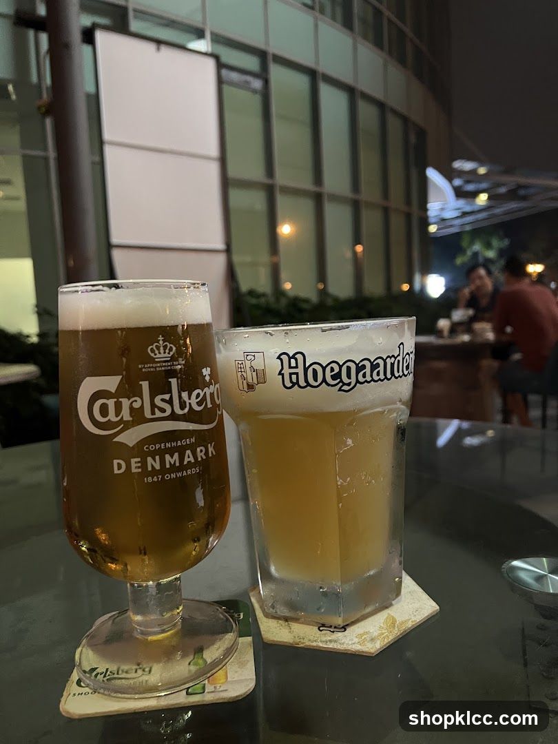 Beer glasses on table